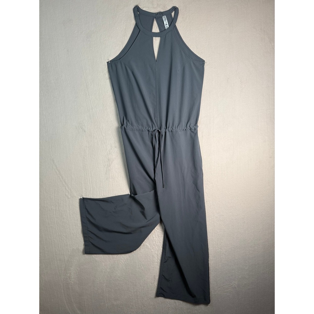 Kyodan Outdoor Women Charcoal Gray Halter Keyhole Drawstring Jumpsuit P/S